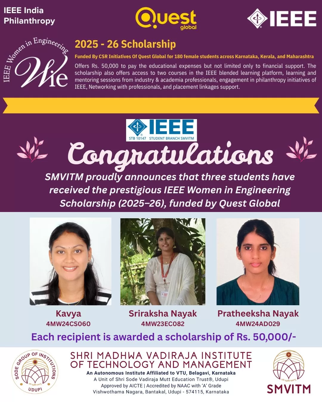 IEEE WIE Scholarship Recipients